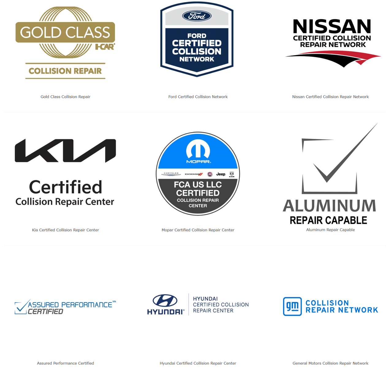 Marquis Auto Body Repair Certifications